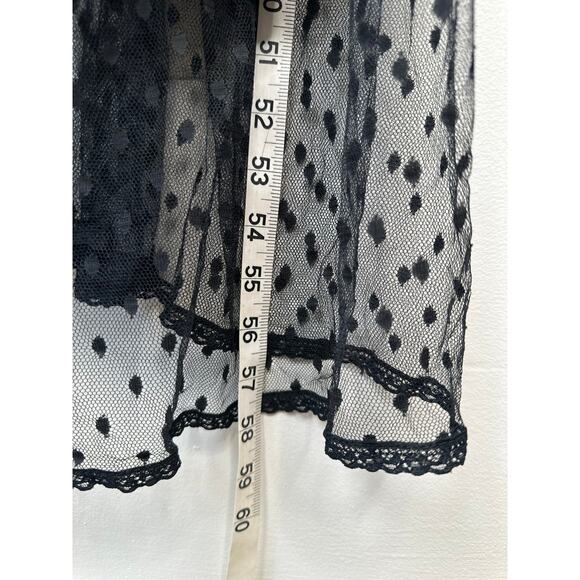 NWT Vintage Indulgence Black Sheer Lace Polka Dot Floral Ribbon Night Slip Dress - Picture 12 of 12